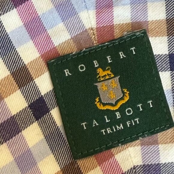 Robert Talbott Trim Fit Plaid Button Down Shirt Size Large 100% Cotton - Picture 3 of 16